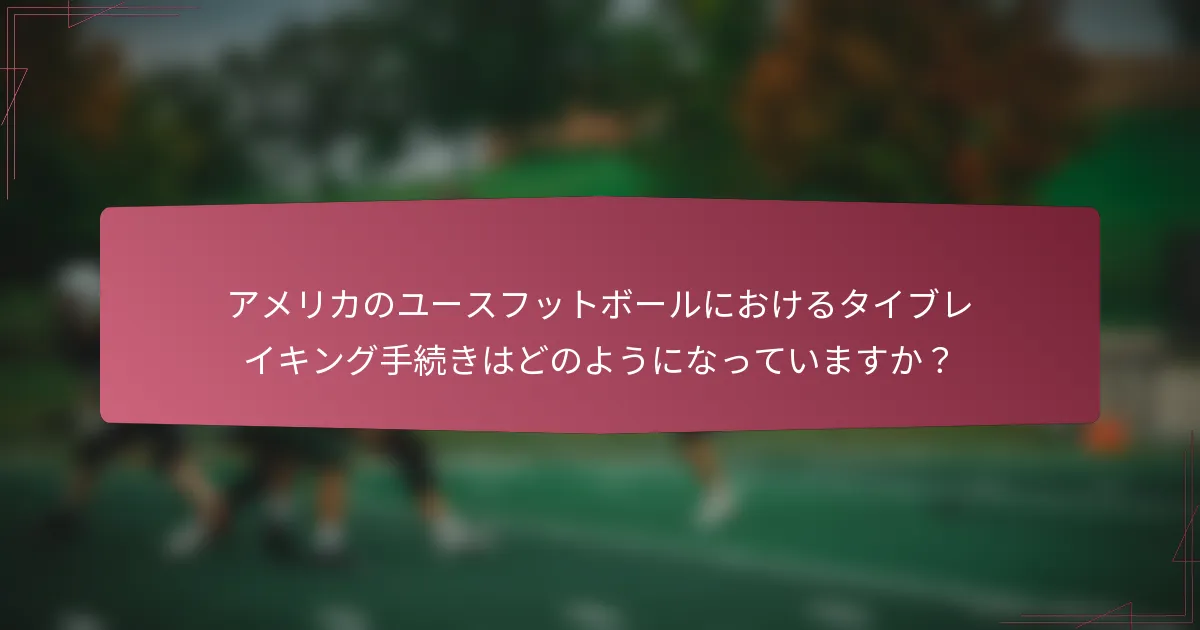アメリカのユースフットボールにおけるタイブレイキング手続きはどのようになっていますか?