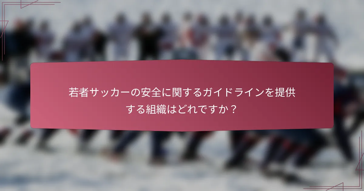 若者サッカーの安全に関するガイドラインを提供する組織はどれですか?