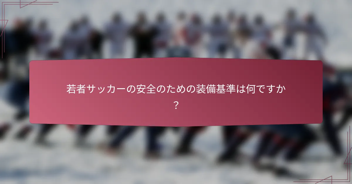 若者サッカーの安全のための装備基準は何ですか?